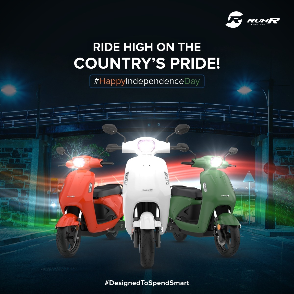 RunRMobility's tweet photo. Embracing the Spirit of Freedom! 🇮🇳

Wishing you a happy and glorious Independence Day.

#RunR #IndependenceDay #India #StopNot #RunRMobility #DesignedToSpendSmart #IndianFlag #RunRMobility #EV #IndiakaEV https://t.co/CHhqZKaDt4