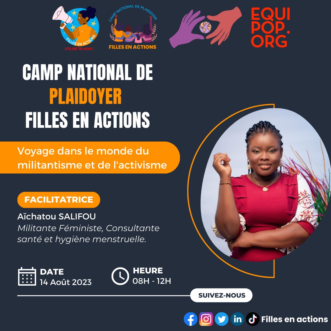 FillesActions's tweet photo. 😍 Devinez quoi 🤩❓
A toutes reines, tous les honneurs 🥰
 C'est la militante féministe @saliaichat  du Bénin (qui n'est plus à présenter) qui démarre avec énergie et enthousiasme le premier module de formation au camp national de plaidoyer Filles en Actions. 
#FillesEnActions https://t.co/AlGdwvwiql