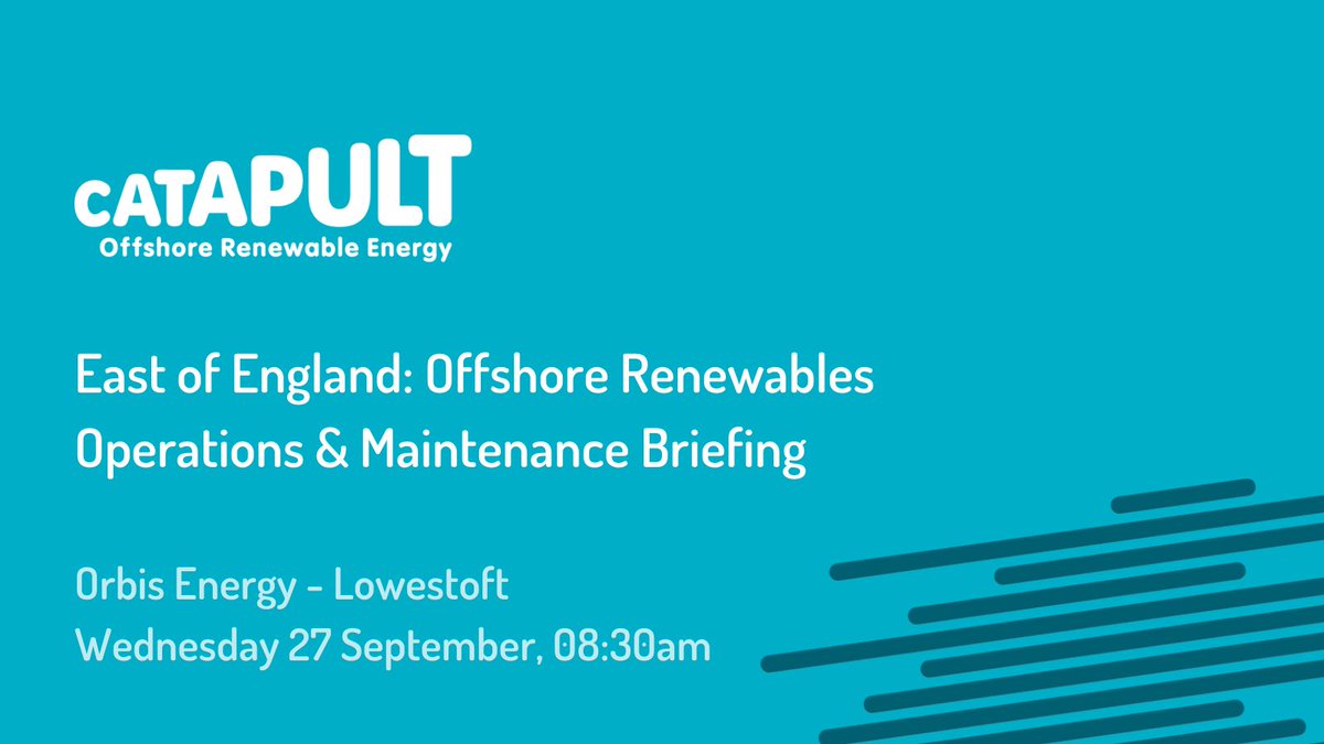 ORECatapult's tweet photo. 📢 Are you based in the East of England and interested in the renewables sector?

Come along to our free Operations and Maintenance Breakfast Briefing in Lowestoft to learn more about what we do and how you can engage with us!

👉 https://t.co/GKeXjaxF5W

#offshorewind https://t.co/XEX3nqoVt4