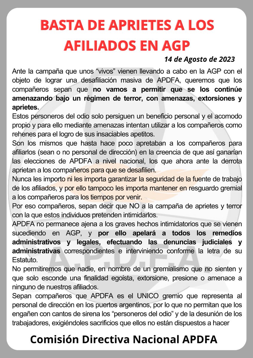 APDFApuertosOK's tweet image. Desde @apdfanacional no permitiremos que continuen estos atropellos a los compañeros de @AGPuertos