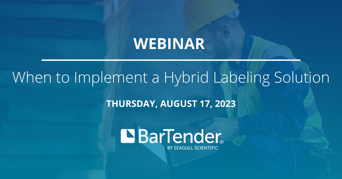 BarTenderTech's tweet photo. Not sure if you should adopt an on-premises, cloud-based or hybrid labeling solution? Register for our upcoming webinar to learn how to determine the right labeling solution for your organization. https://t.co/7AUKNdNMAF #labelingsolutions #labelprinting https://t.co/ioKbHDhjoJ