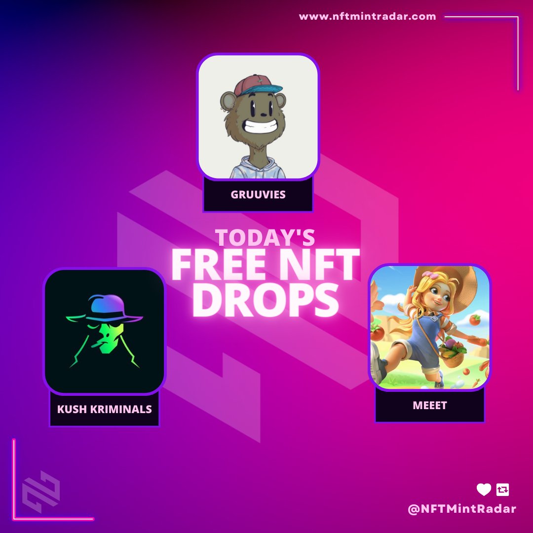 NFTMintRadar's tweet photo. 🚀Don't miss out on the hottest Free mints of the day!🚀
🗓 14th Aug
#EthereumNFT
🟣@kriminalsNFT
#SolanaNFT
🟣@gruuvies
#BinanceSC
🟣@MEEETOfficial
#NFT #NFTs #NFTdrops #NFTCommunity
Check it out now ⬇
https://t.co/nimbpYi4eV https://t.co/mQzSe4S8Ms