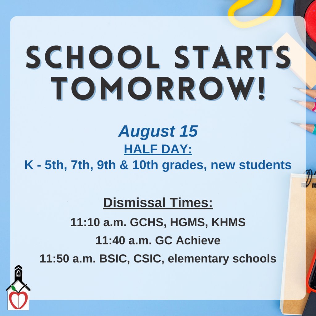 USD457's tweet photo. The first day of school for many of our students is tomorrow! We're excited to see you!
For more information about the first day of school, including updated start/end times, go to https://t.co/5LALCgYnut. https://t.co/i8joEIayP3