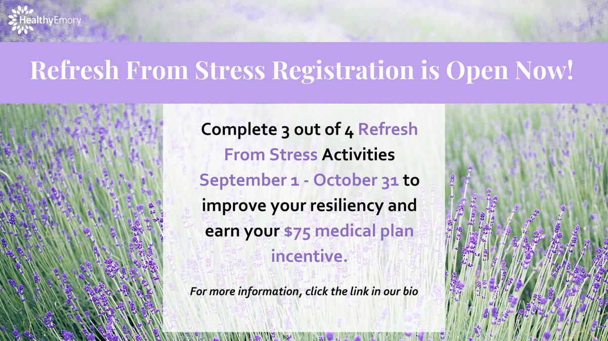 EmoryFSAP's tweet image. Registration for the first activity of Refresh From Stress, Simple Peace Challenge, opens today!