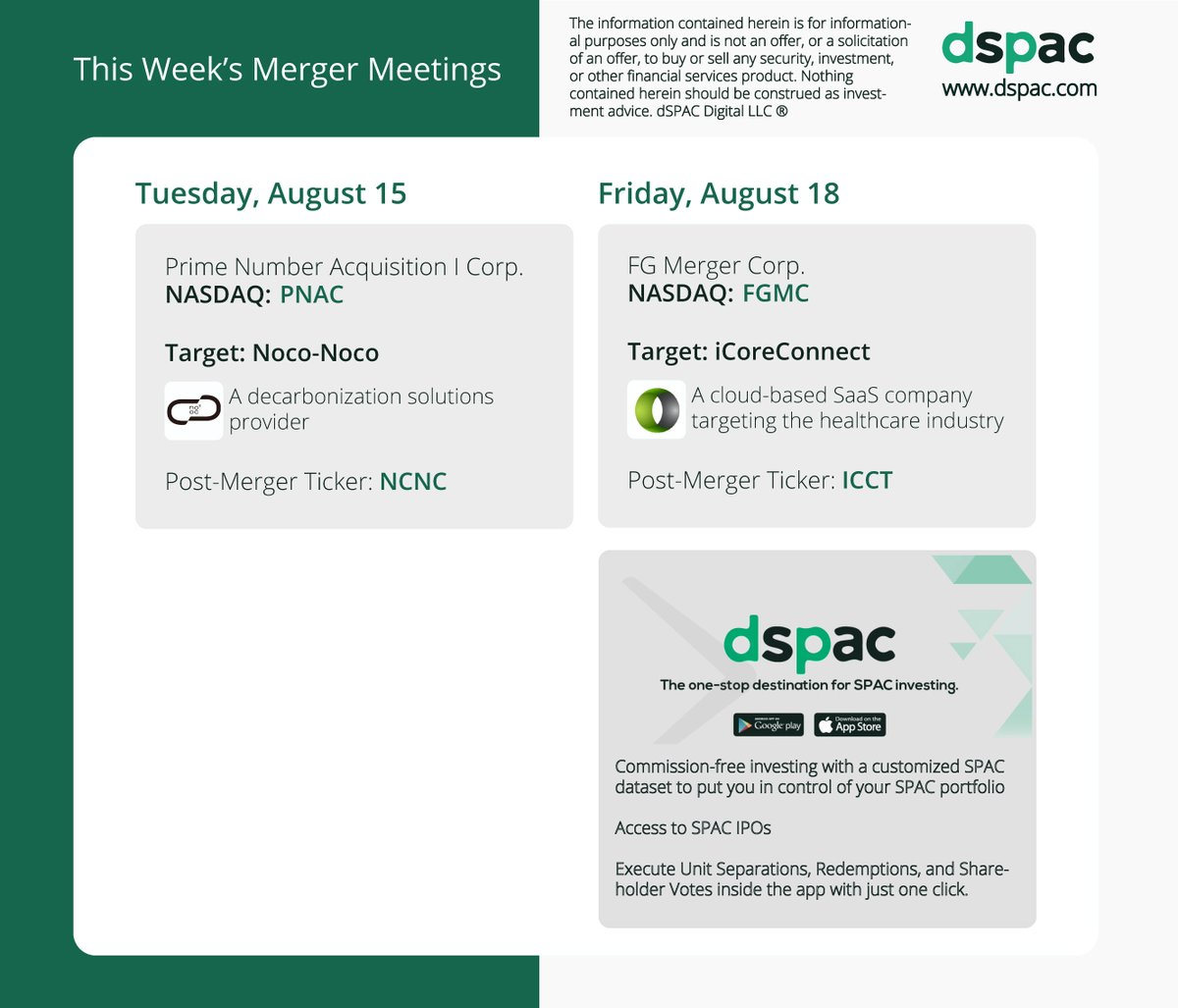 This week’s #SPAC merger votes:
$PNAC $FGMC