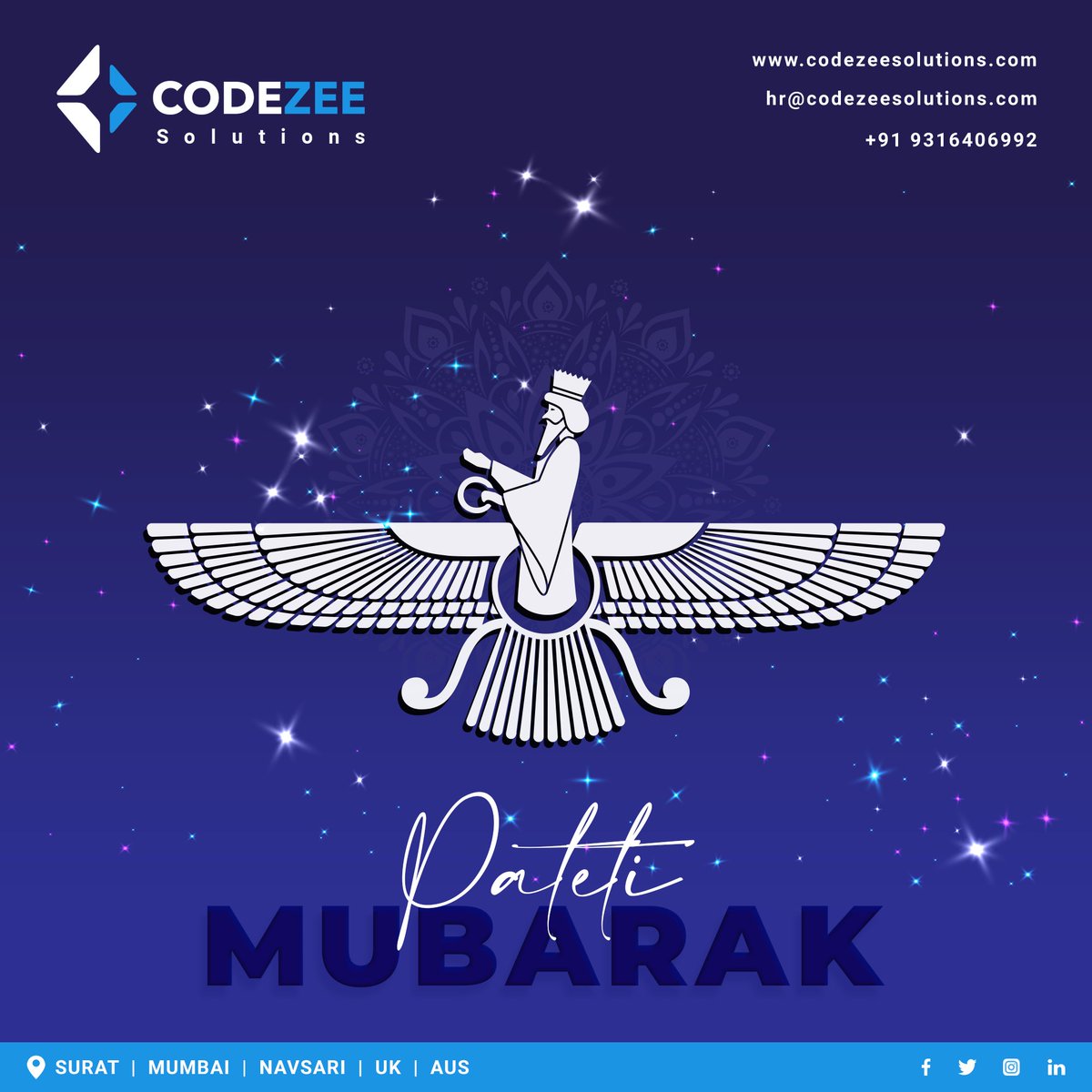 CodezeeSolution's tweet photo. Wishing you a glorious year ahead on this special occasion of Navroz! Let the Navroz festival be the happiest for you. Wishing you Parsi New Year 2023!

#navroz #parsinewyear #navrozmubarak #parsi #zoroastrian #navruz #persian #zoroastrianism #codezeesolutions https://t.co/KVo4ngxybW