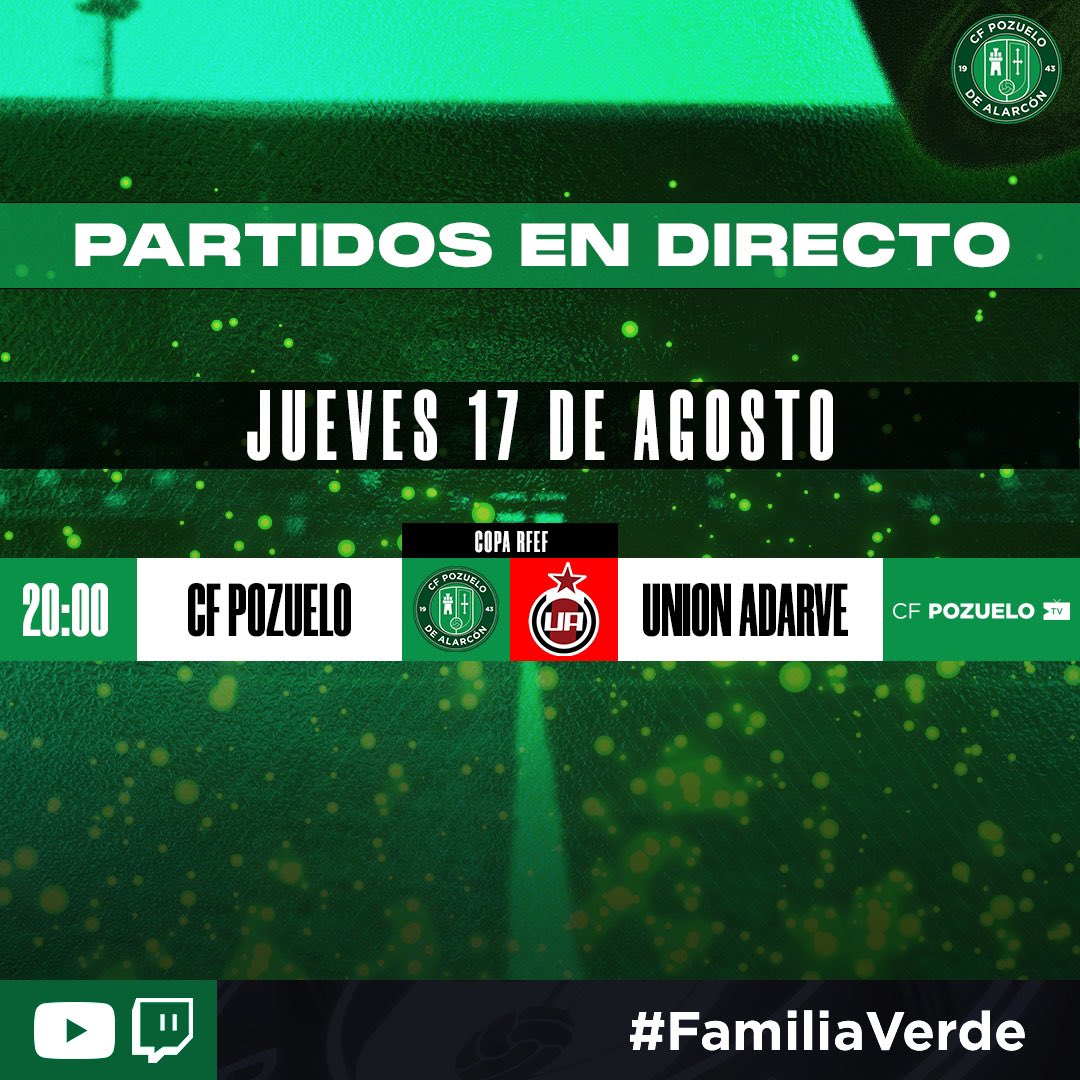 Cfpozuelo's tweet photo. 📺 𝗖𝗙 𝗣𝗢𝗭𝗨𝗘𝗟𝗢 𝗧𝗩 |

Empezamos una temporada más con la retransmisión de los partidos de nuestros equipos

Nueva temporada, nuevas ilusiones, nuevos diseños y con más ganas que nunca para acercaros a casa los partidos del Pozuelo 🤙🏼

📺 CF Pozuelo TV #Twitch &amp; #Youtube https://t.co/kZT5dbrwn3