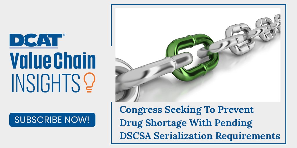 Members of Congress are calling for action to prevent drug shortages in light of issues facing pharma manufacturers, distributors &amp; dispensers as they work to bring the drug supply chain into compliance with requirements. #DCAT #ValueChainInsights dcatvci.org/features/congr…