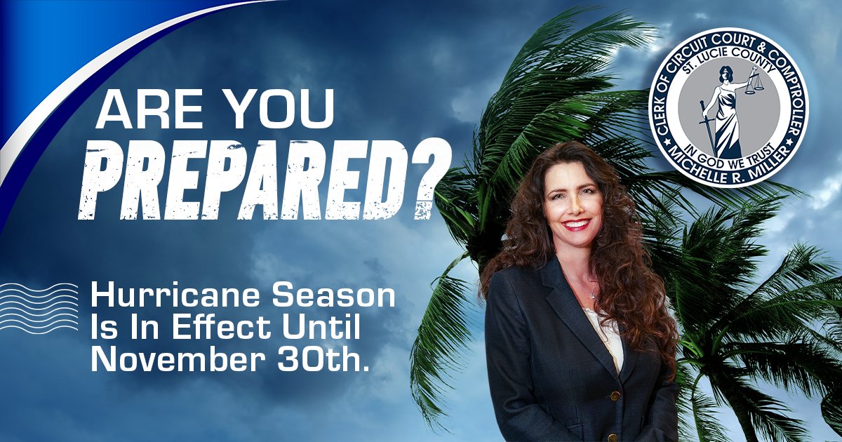 Hurricane Season runs through November  30. 
 
Take steps now to protect yourself, your  family and your property.  

Visit FloridaDisaster.org for more  information on how to be prepared all  season long.
