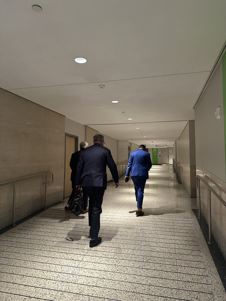 Just spotted power walking through the Fulton courthouse lobby: Gabe Sterling of the Secretary of State’s office (he’s on the left). He wouldn’t answer any of my qs but it wouldn’t be surprising if he’s testifying before the grand jury