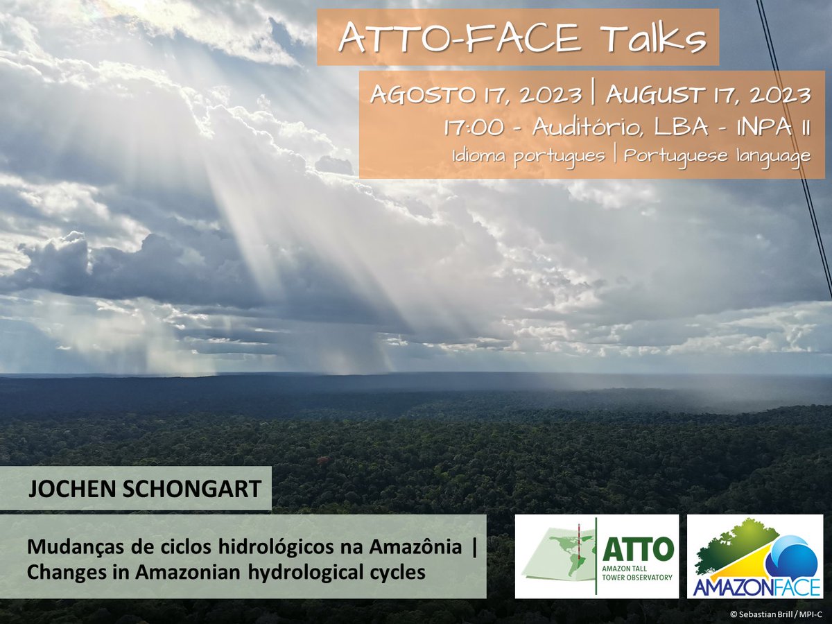 ATTO - Amazon Tall Tower Observatory (@attoresearch) on Twitter photo We are starting a new scientific seminar series🧑🏫 at #INPA together with <a href="/amazonface/">AmazonFACE</a>!
The first talk will be this Thursday, Aug 17 at 5pm by Jochen Schongart on “Changes in Amazonian hydrological cycles” (talk in Portuguese 🇧🇷). We are starting a new scientific seminar series🧑🏫 at #INPA together with <a href="/amazonface/">AmazonFACE</a>!
The first talk will be this Thursday, Aug 17 at 5pm by Jochen Schongart on “Changes in Amazonian hydrological cycles” (talk in Portuguese 🇧🇷).