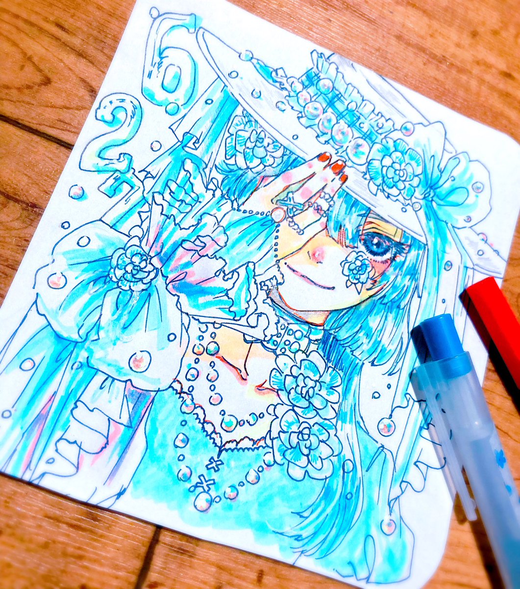 1465hutaai's tweet photo. #絵かきさんと繋がりたい 
6.27が誕生日の人に送ったお絵🦋 https://t.co/35QkWofpaA