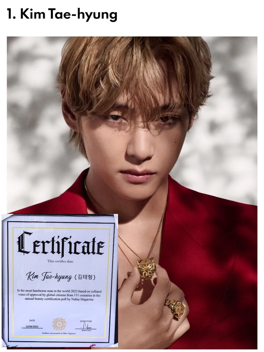 v_hotrends's tweet photo. MOST HANDSOME MAN IN THE WORLD 2023 TOP 10

10. Justin Bieber
9. Zayn Malik
8. Cristiano Ronaldo
7. Regé-Jean Page
6. Kim Namjoon
5. Kim Seok Jin
4. Justin de Dios
3. Halil Ibrahim Ceyhan
2. Xiao Zhan
1. Kim Taehyung #V
 
Congratulations Taehyung!

#KimTaehyung #BTSV #TAEHYUNG https://t.co/lN5bfuRHmr