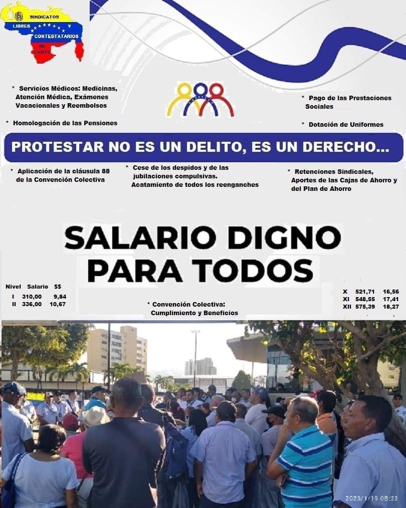 deyci_barrera's tweet photo. #14Ago .@OITnoticias .@OITAndina .@ONU_derechos .@KarimKhanQC 
.@_Provea .@SoyCTV .@CentralASI .@torrealbaf_ 
.@NicolasMaduro, los Cantevistas le exigimos respete nuestros Derechos  Laborales y le decimos NO, a la negociación de la C. C 2023 2025 por ILEGAL 
#InvestigarCantvYa https://t.co/y6Lwrz9EtE