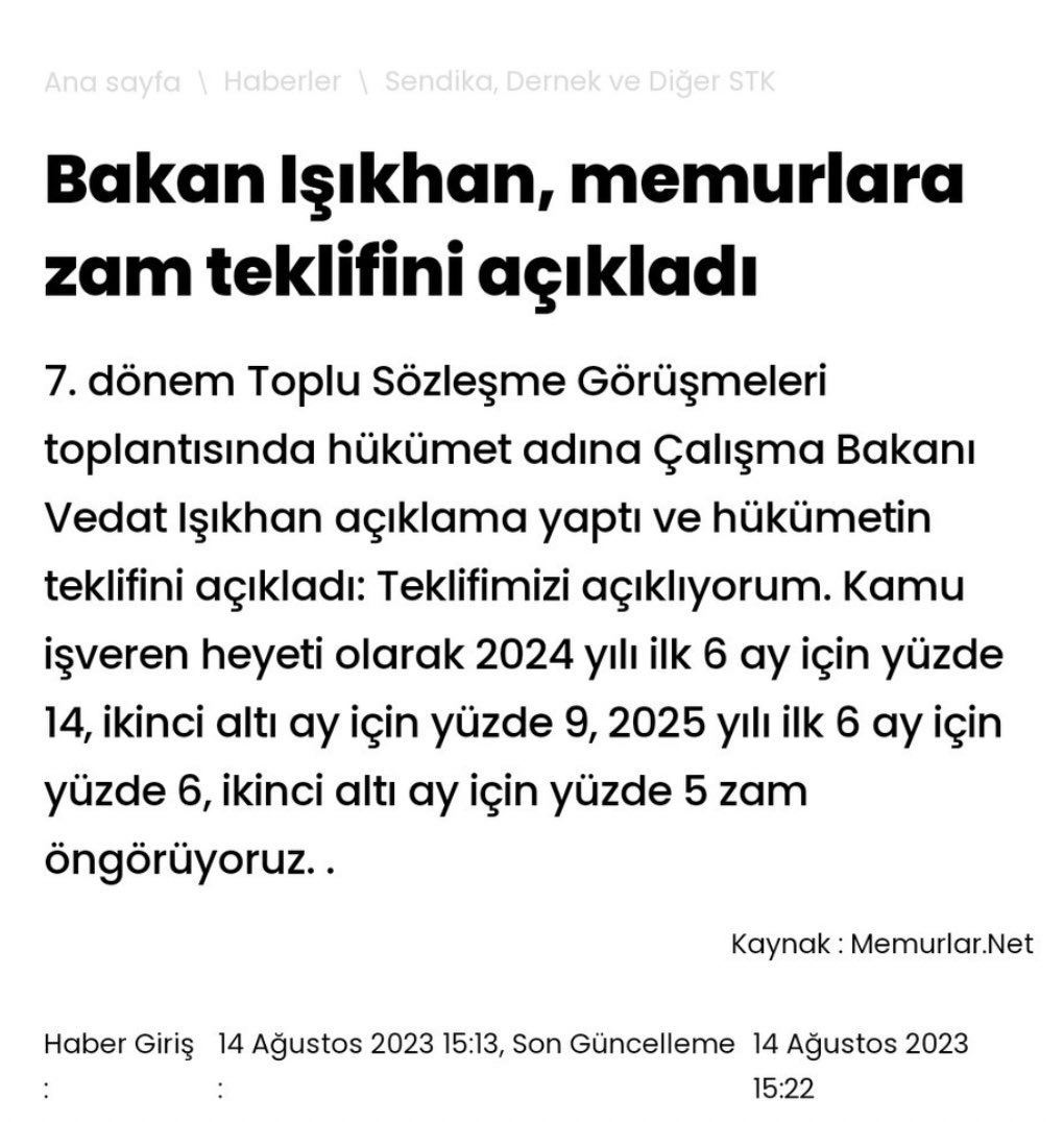 Kabul etmiyoruz. İstifaya davet ediyoruz. Kamu işçisi bile %45, %15, %15 ve %15 almışken bu REZALETtir. Yetkili sendikadan istifalar bekliyoruz. YETERR.. #AliYalcinİstifa #TeklifinizSizinOlsun