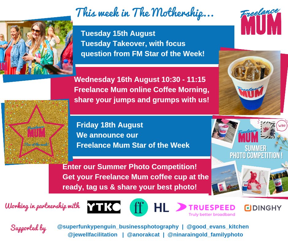Here's what's going on this week at Freelance Mum... Don’t forget you can join us FREE for 30 days, you’ll ❤ it. Freelance Mum working in partnership with @OutsetWest @HLInvest @theTRUESPEED @getdinghy & supported by @Goodevanskitch1 @HeleneJewell @PenguinAdele
