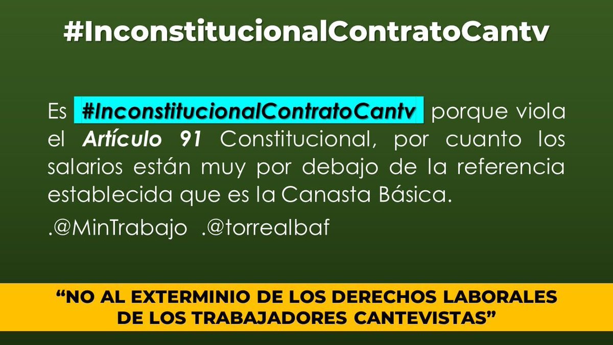 deyci_barrera's tweet photo. #14Ago .@OITnoticias .@OITAndina .@ONU_derechos .@KarimKhanQC 
.@_Provea 
.@NicolasMaduro 
Los Trabajadores Cantevistas  RECHAZAMOS por ilegal la negociación de la Convención Colectiva 2023 2025
NO más miserias, CANASTA BÁSICA YA Art. 91 de la CRBV. 
URGE #InvestigarCantvYa https://t.co/luQ1OCWigN