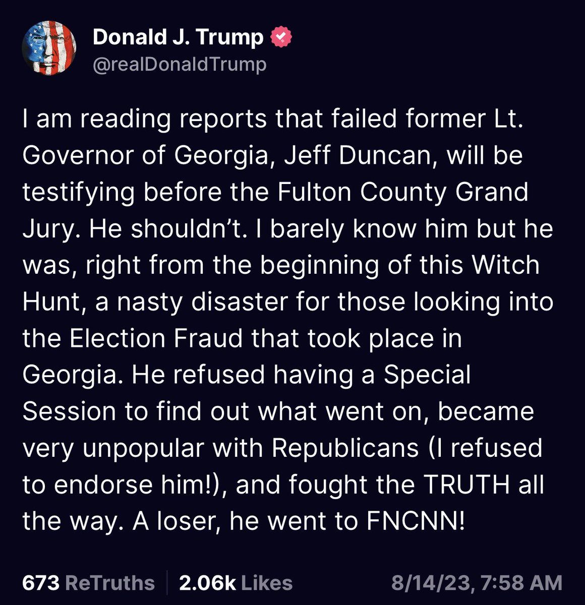 So if Jeff Duncan is a witness and Trump is puttin a target on his back, how many more clues does Blue need?? #witnesstampering