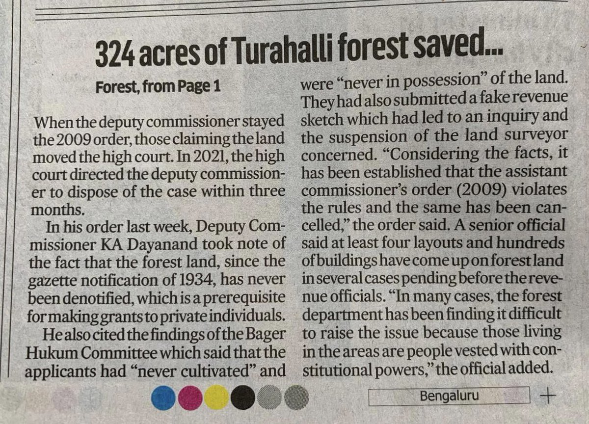 WFRising's tweet photo. In the midst of doom, this news really gives us hope and joy 🌳🌳

324 acres of Turahalli Forest saved from encroachers by the @aranya_kfd 

Well done! 👏👏

@cksaysso https://t.co/OeoTwSo4Yt