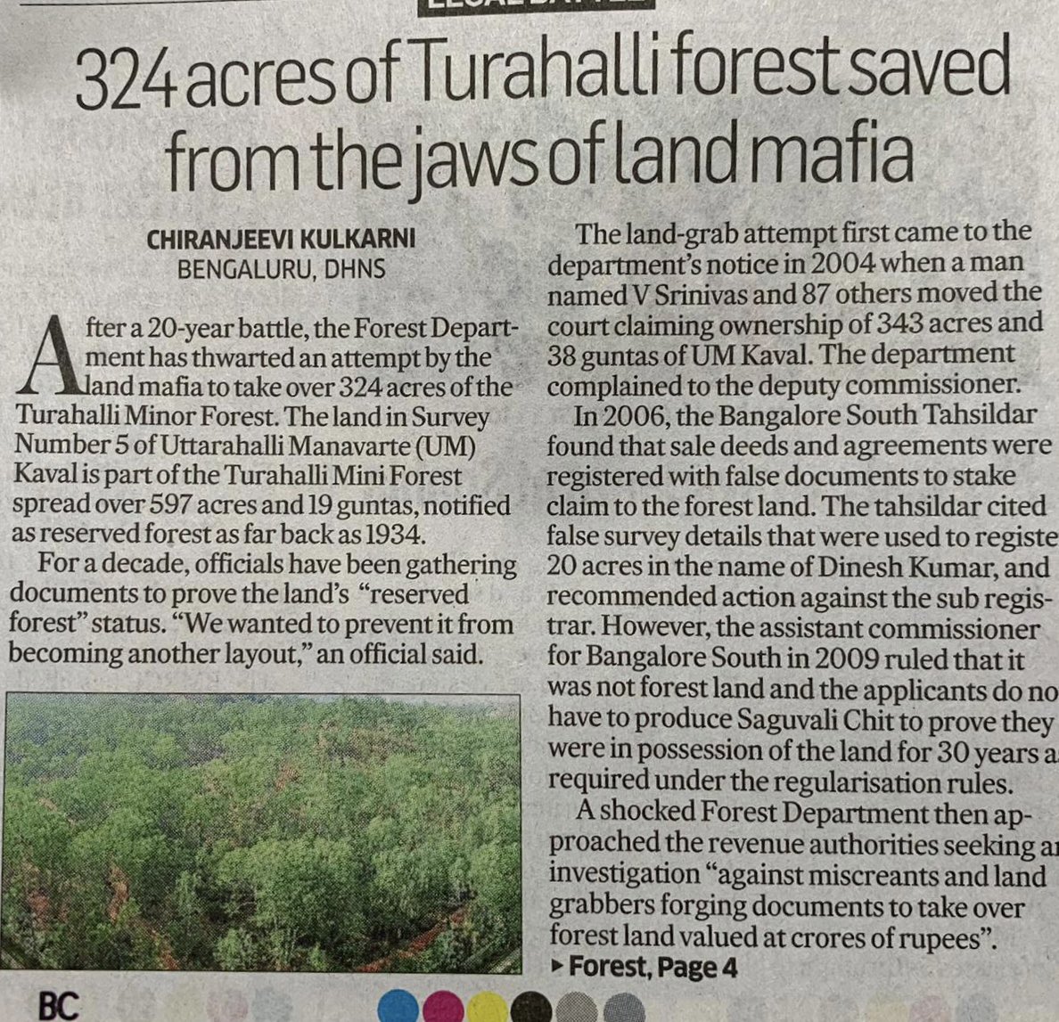 WFRising's tweet photo. In the midst of doom, this news really gives us hope and joy 🌳🌳

324 acres of Turahalli Forest saved from encroachers by the @aranya_kfd 

Well done! 👏👏

@cksaysso https://t.co/OeoTwSo4Yt