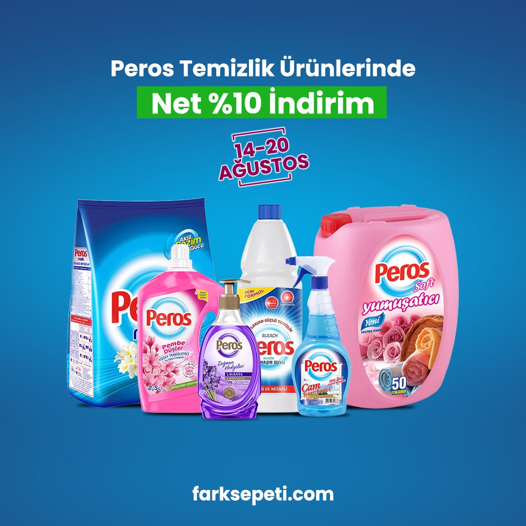 🚰Peros temizlik ürünlerinde %10 indirim
📲Hemen sipariş vermek için farksepeti.com a tıklayabilirsiniz
#temizlik #peros #deterjan #market #süpermarket #indirim