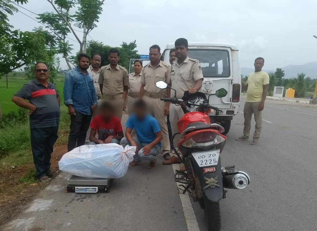 Digapahandi PS team arrested two accused persons, recovered Ganja weighing 22.5 kg, One Hero motor cycle &amp; two mobile phones from them and registered a case under NDPS Act.