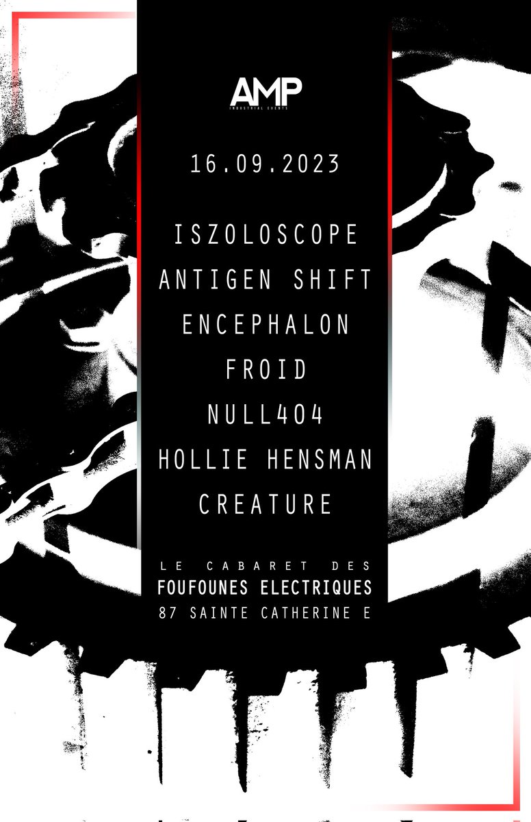 Encephalon is playing in Montreal on Sept 16 with this awesome line up of industrial bands!