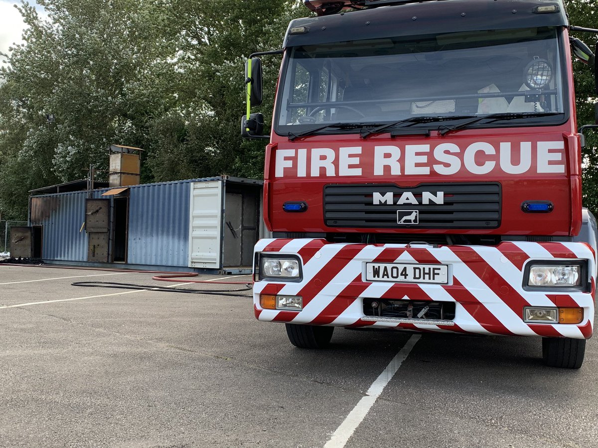 phireflyfire's tweet photo. Things have been hotting up on our fire training area lately, with our purpose built fire attack container. This allows crews to train in the realistic conditions that would be experienced in a compartment fire. #CFBT #firefighting #training #fire #firefighter https://t.co/T4kp3qim0x