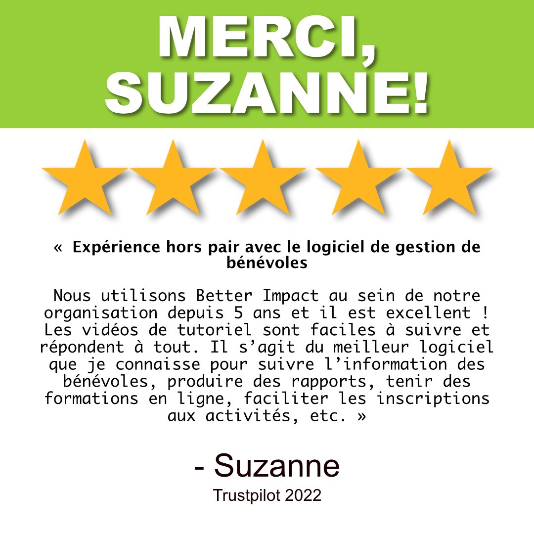 BetterImpactFR's tweet photo. Un grand merci pour votre rétroaction Suzanne ! N’oubliez pas : nous sommes là pour vous aider ! Vous pouvez toujours consulter d’autres rétroactions à ➡️ https://t.co/Vt707dvTbL ou en cherchant Better Impact sur Trustpilot!

#rétroaction #merci https://t.co/vAKrRsmAeV