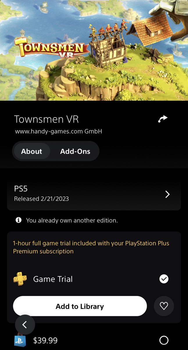 PSVRUnderground's tweet image. Townsmen VR now has a 1 hour game trial for PS+ Premium users. #PSVR2 #PS5 

Highly recommend checking it out, and hope to see more trials &amp;amp; demos for PSVR2.

LINK:
store.playstation.com/en-us/product/…