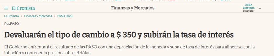 julianyosovitch's tweet photo. 🚨DEVALUACION🚨
🔥Devaluarán el tipo de cambio 22%
🔥Lo van a llevar a $ 350 
🔥Además, plantean subirán la tasa de interés al 118%
🔥Lo que Massa y el Gob. se opuso a hacer durante toda la gestión, lo hacen al final
🔥Lo hacen sin un plan economico y tras el shock de la elección
🔥Esto va todo a precios!!! 

Son unos irresponsables