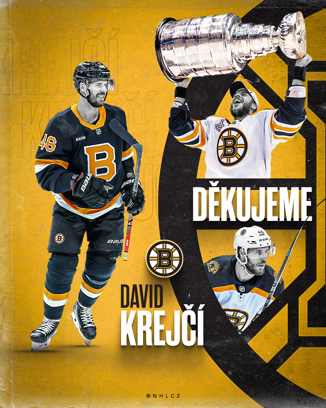 Boston Bruins 2022~2023 David Krejci Reverse Retro Poster