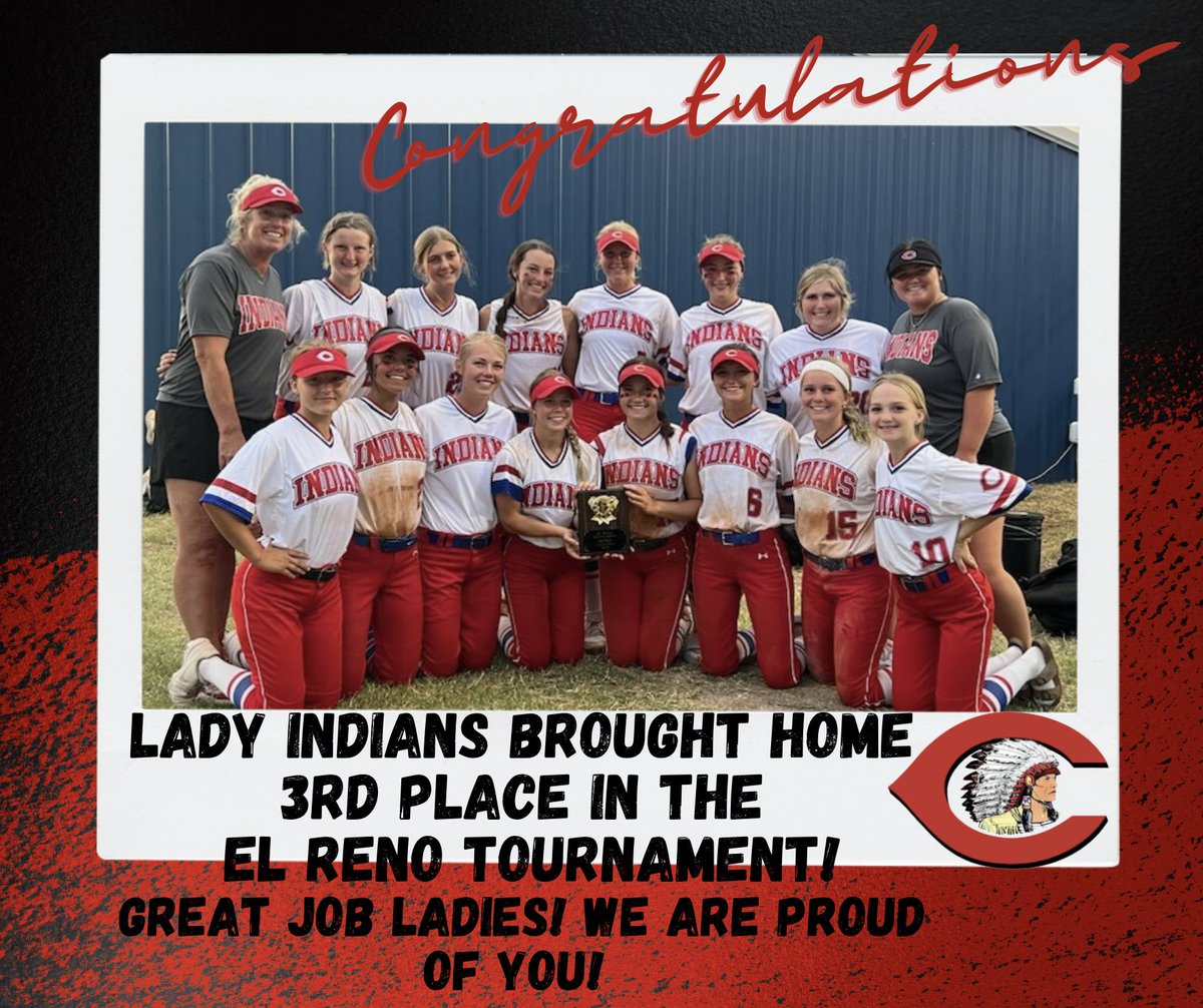 CPSIndians's tweet photo. 🥎🥉CONGRATULATIONS Lady Indians 🥎🥉

Your Lady Indians took home some hardware this weekend at the El Reno Tournament!  They placed 3rd! We are so proud of you girls and Coaches! Keep up your hard work! 
#ossaa #oklahomahighschool 

#cps #ComancheIndians #WeAreOne #comancheok https://t.co/C37YkyDhmi