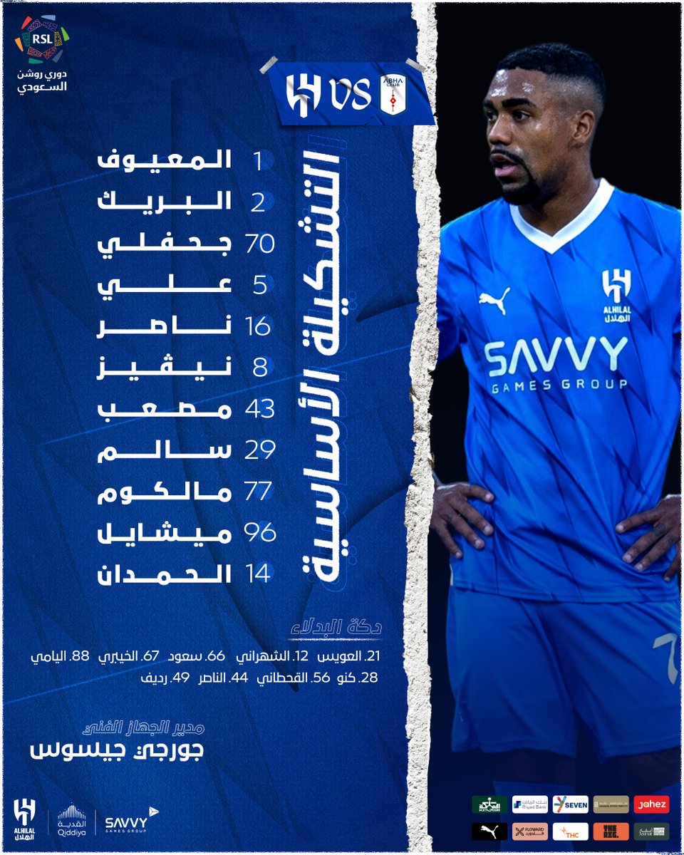 Alhilal_FC's tweet photo. 📋 هُنـا قائـمتنا في مواجهة "أبهـا" 💙

#الهلال https://t.co/bfoePzfDYw