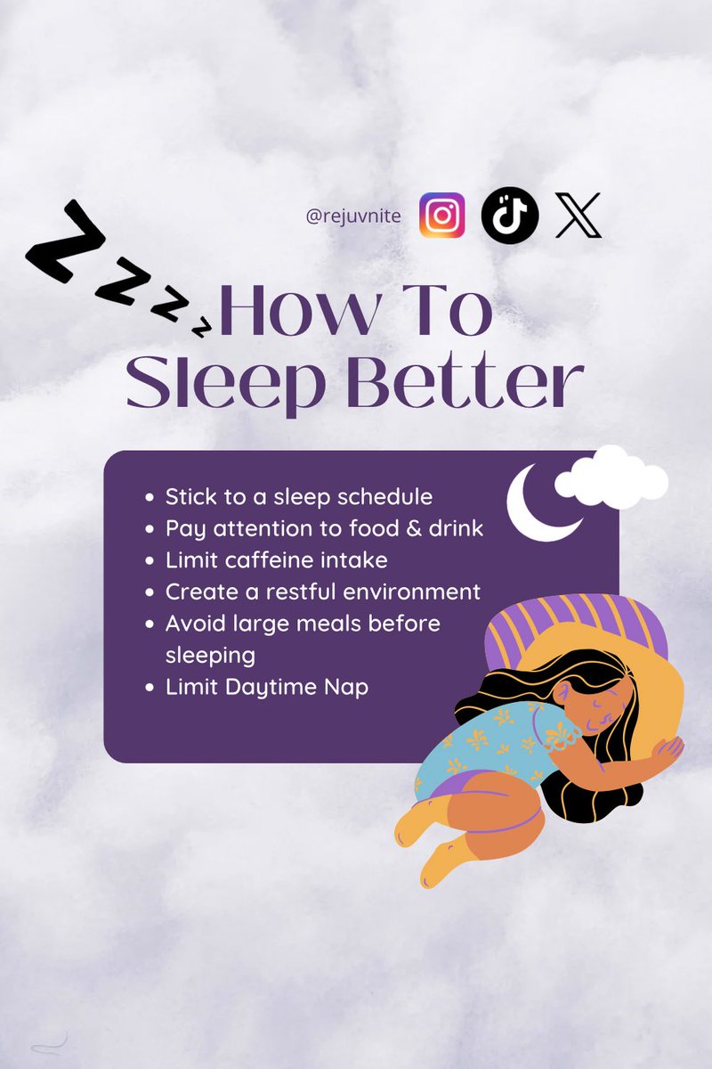 Rejuvnite's tweet photo. Elevate your sleep game with these top-notch tips! 😴✨ 

Discover proven strategies for a night of deep, restorative sleep in our latest snapshot. #SleepTips #BetterSleep #HealthySleepHabits https://t.co/JgVTXyVPAv