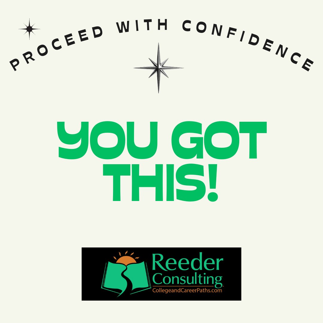 "Proceed With Confidence" isn't just a saying we made up because it sounds nice.  As kids go back to school we wish them great success in this new year as we know confidence IS the key to making it great.  #ProceedWithConfidence #reederconsulting #careercounseling #aptitudes