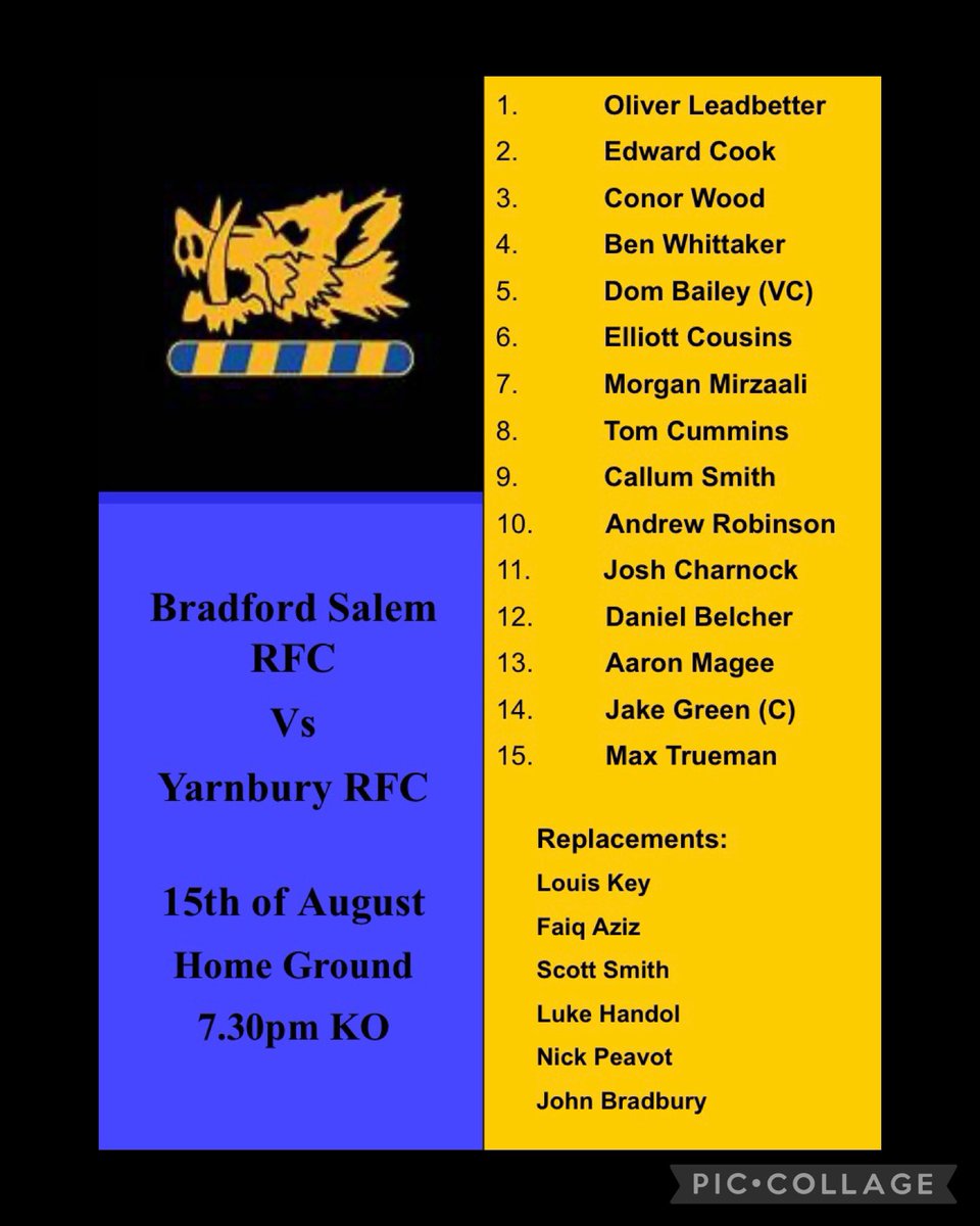 Here is you squad for tomorrows pre-season friendly game against <a href="/YarnburyRFC/">Yarnbury RFC</a> ! 

This will be your first opportunity to watch our new signings (some old, some new.) 👍🏼

Get yourselves to the club tomorrow evening from 6.30pm 🏉 🍻