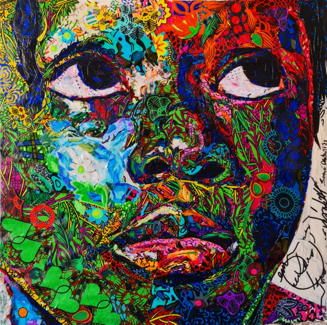 "Awaiting"
Made out of fabric (African print)
Zero paint collage 
#gratefulsoul #fabric #Africanprint
#textileprint #Africanart #zeropaint 
#collage  #wasteriswealth #beautifulmess