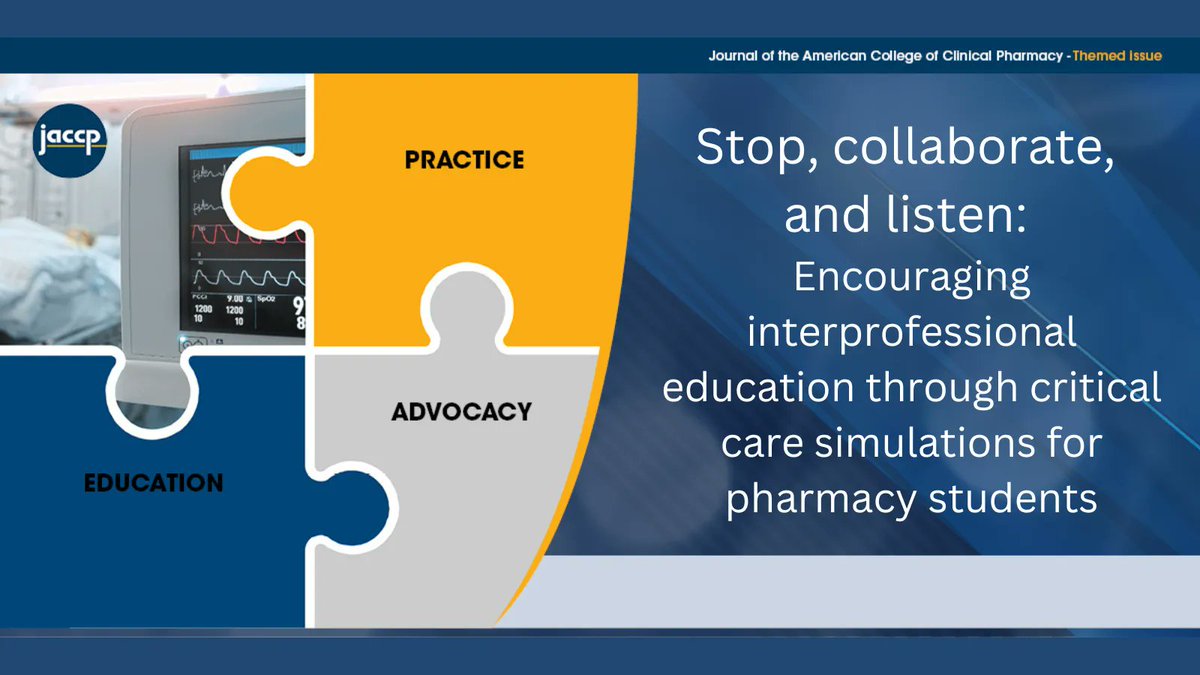 JACCP (@jaccpjournal) on Twitter photo Early exposure to interprofessionalism in the critical care setting may benefit student pharmacist confidence and performance prior to advanced hospital rotations. FREE ACCESS: buff.ly/45hSWUC @UNTHSC_Pharmacy @TCOM_UNTHSC @UNTHSC <a href="/accpedtrprn/">ACCP Education and Training PRN</a> Early exposure to interprofessionalism in the critical care setting may benefit student pharmacist confidence and performance prior to advanced hospital rotations. FREE ACCESS: buff.ly/45hSWUC @UNTHSC_Pharmacy @TCOM_UNTHSC @UNTHSC <a href="/accpedtrprn/">ACCP Education and Training PRN</a>