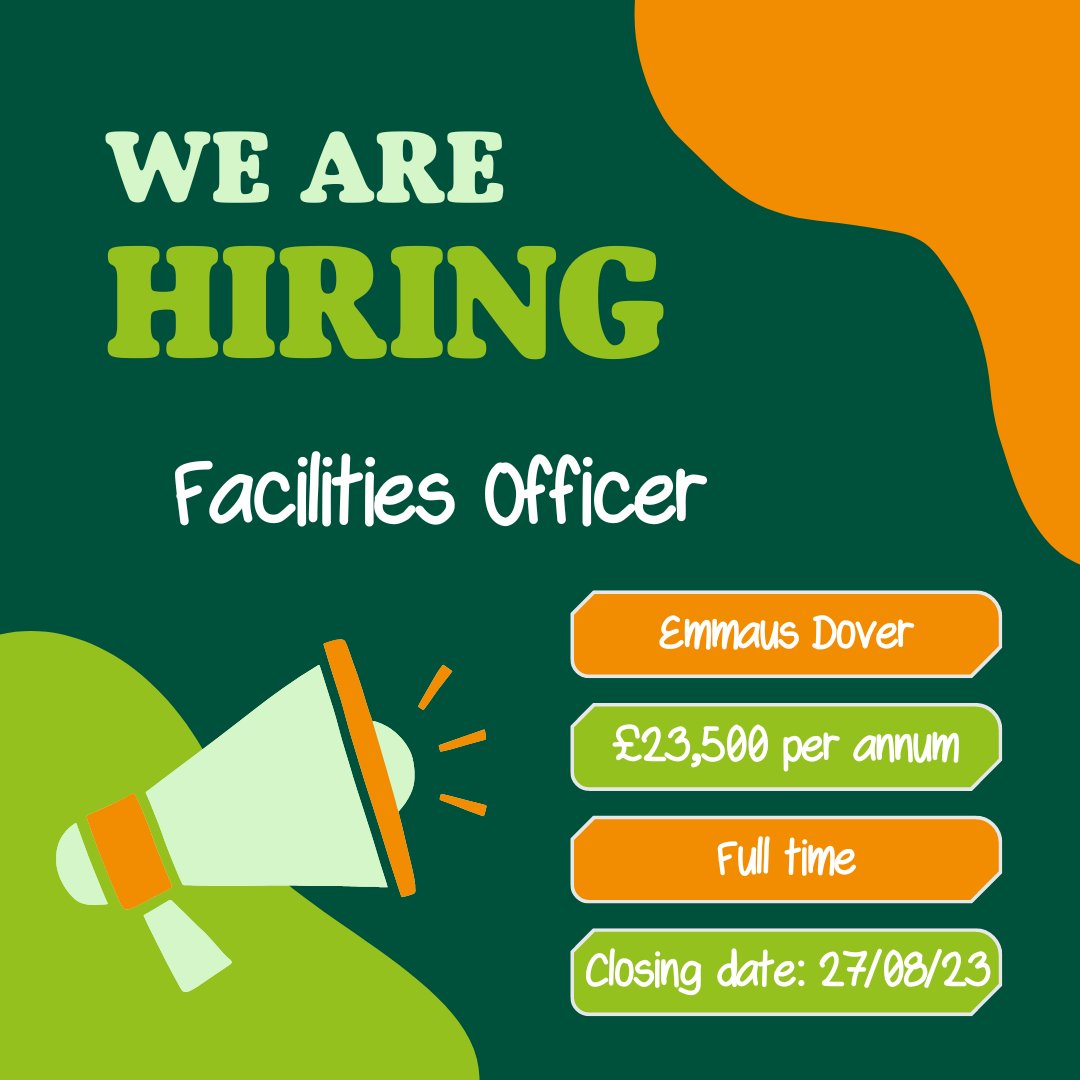 We are hiring!!❗️

Emmaus Dover are looking for an experienced Facilities Officer who will be responsible to the Community Manager for all facilities and utilities on site. 

Apply through our website: emmaus.org.uk/dover/job/faci…

#vacancy #charityjob #homelessnesscharity #doverjobs