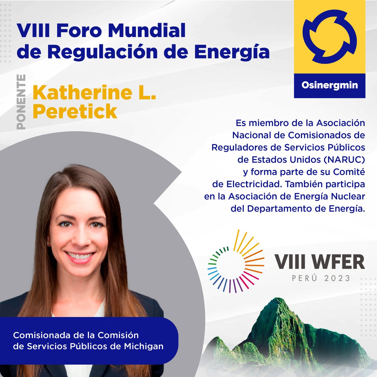 OSINERGMIN's tweet photo. 🌎 Del 22 al 25 de agosto de 2023, #Osinergmin desarrollará el VIII Foro Mundial de Regulación de Energía (#WFER) en el Centro de Convenciones de Lima. ¡Ingresa a https://t.co/Vzi3eZmGJX para conocer más de este gran evento. #wferperu2023 https://t.co/4ohxB48cBg