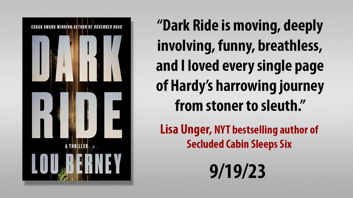Have I mentioned that I have a new novel coming Sept. 19? The wonderful @lisaunger has some thoughts on it! And remember: every time you pre-order a crime novel, an angel gets their .38 revolver and a bottle of hooch.