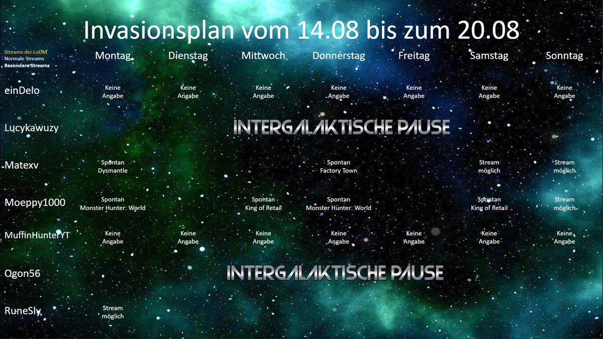 Lo_DarkMatter's tweet photo. Auch diese Woche gibt's einen neuen Invasionsplan der Legion. Wenn auch mit wenigeren Mitgliedern als man sich wünschen würde. Dennoch gibt sich die Legion Mühe, euch die Woche schön zu unterhalten! https://t.co/D9GDEQkpmr