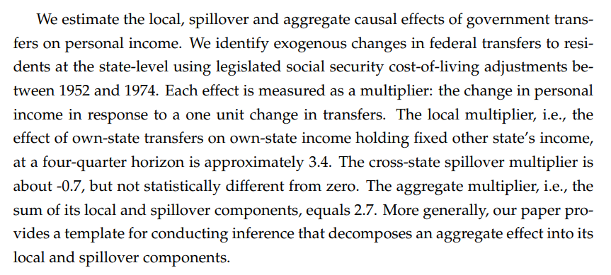 New working paper: 'Decomposing the Government Transfer Multiplier' by Research economist Bill Dupor and coauthors Timothy Conley (Western U), Rong Li (Renmin U of China), and Yijiang Zhou (Chinese U Hong Kong) #EconTwitter ow.ly/qn3U50Pye2Z