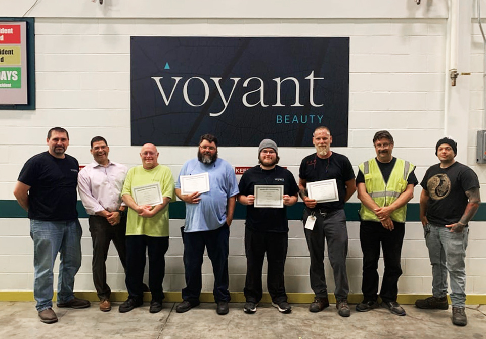 MEPatCSCC's tweet photo. MEP at Columbus State Director @JeffSpain happily presented Certificates of Technical Training Completion to members of the incredible @VoyantBeauty  maintenance team in New Albany, Ohio.
#Training #OhioMEP #manufacturing https://t.co/nMMjmCnRuY
