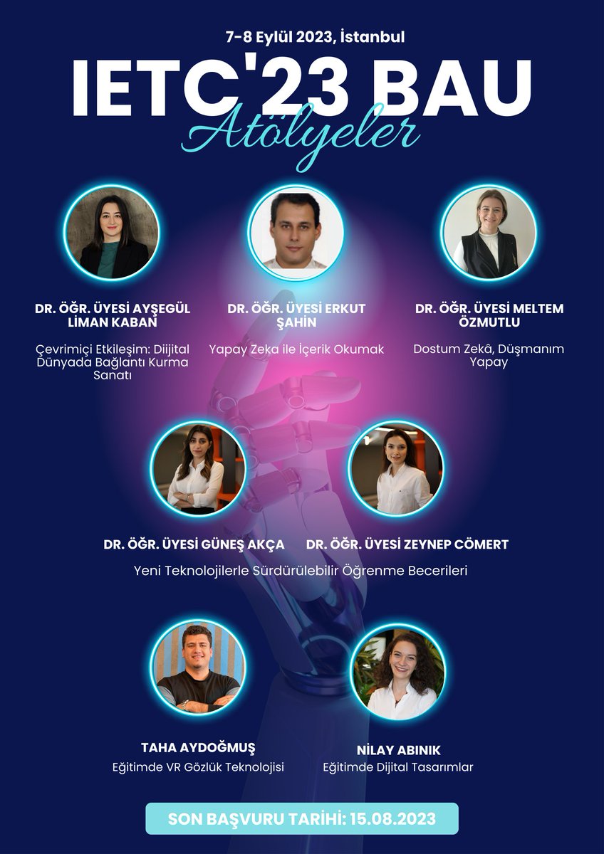 📌Atölyelerimize kayıt devam ediyor!🥳
📌 Yapay zekâ uygulamalarını deneyimleyerek öğrenmek isteyen tüm ilgilileri bekliyoruz. 
📌 Bu özel etkinlikte yeriniz almak için hemen kayıt olabilirsiniz. 💫
iet-c.net
*Kontenjan sınırlıdır.