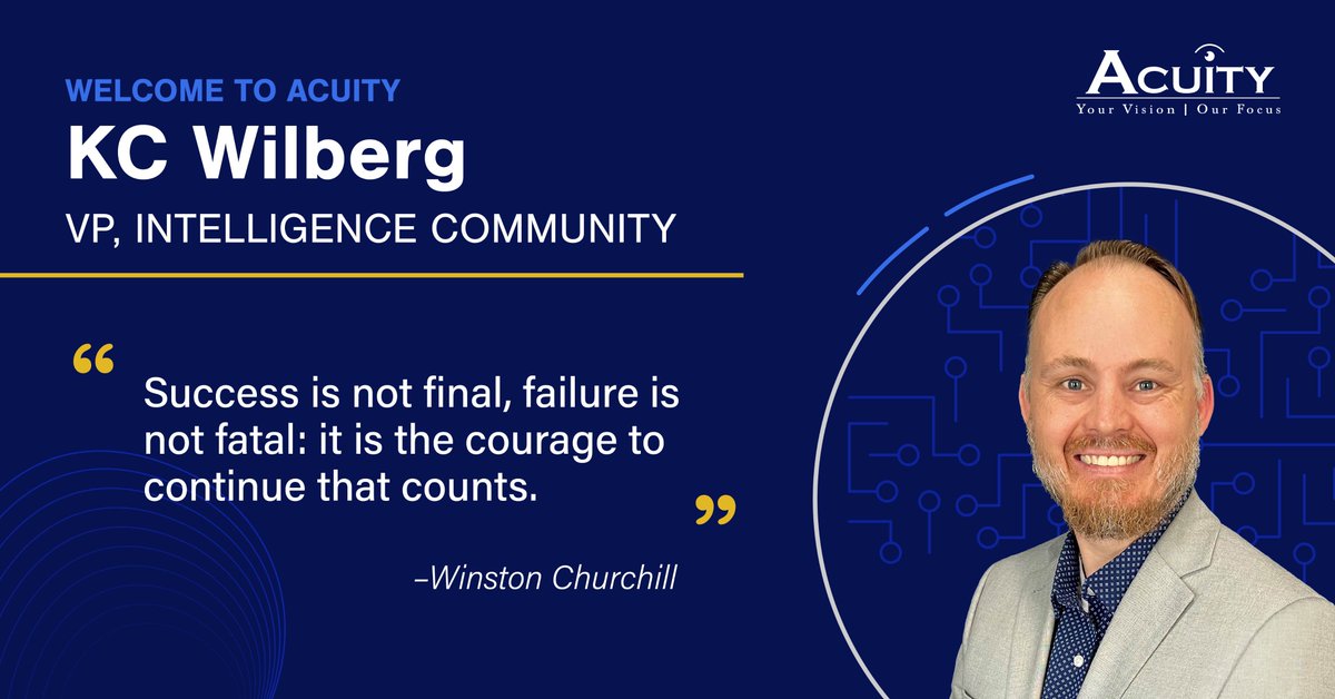 my_acuity's tweet photo. We are thrilled to announce that Acuity has established an Intelligence Business Unit to meet the growing demand from the Intelligence Community (IC). With this expansion, we have hired KC Wilberg, Vice President, to lead our IC Business Unit. https://t.co/hbu38ytWnD https://t.co/nY24omB5zR