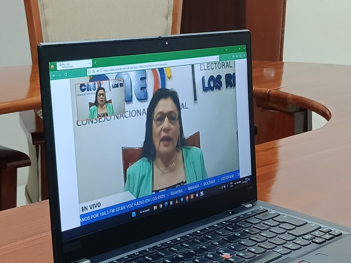 CNE_LosRios's tweet photo. Durante la entrevista la vicepresidenta de la #JPE, @InsEstupian, manifestó que los #MJRV tienen la obligación de cumplir con la democracia conforme lo estable el Art. 292 del #CodigoDemocracia. https://t.co/0rSE9MBO48