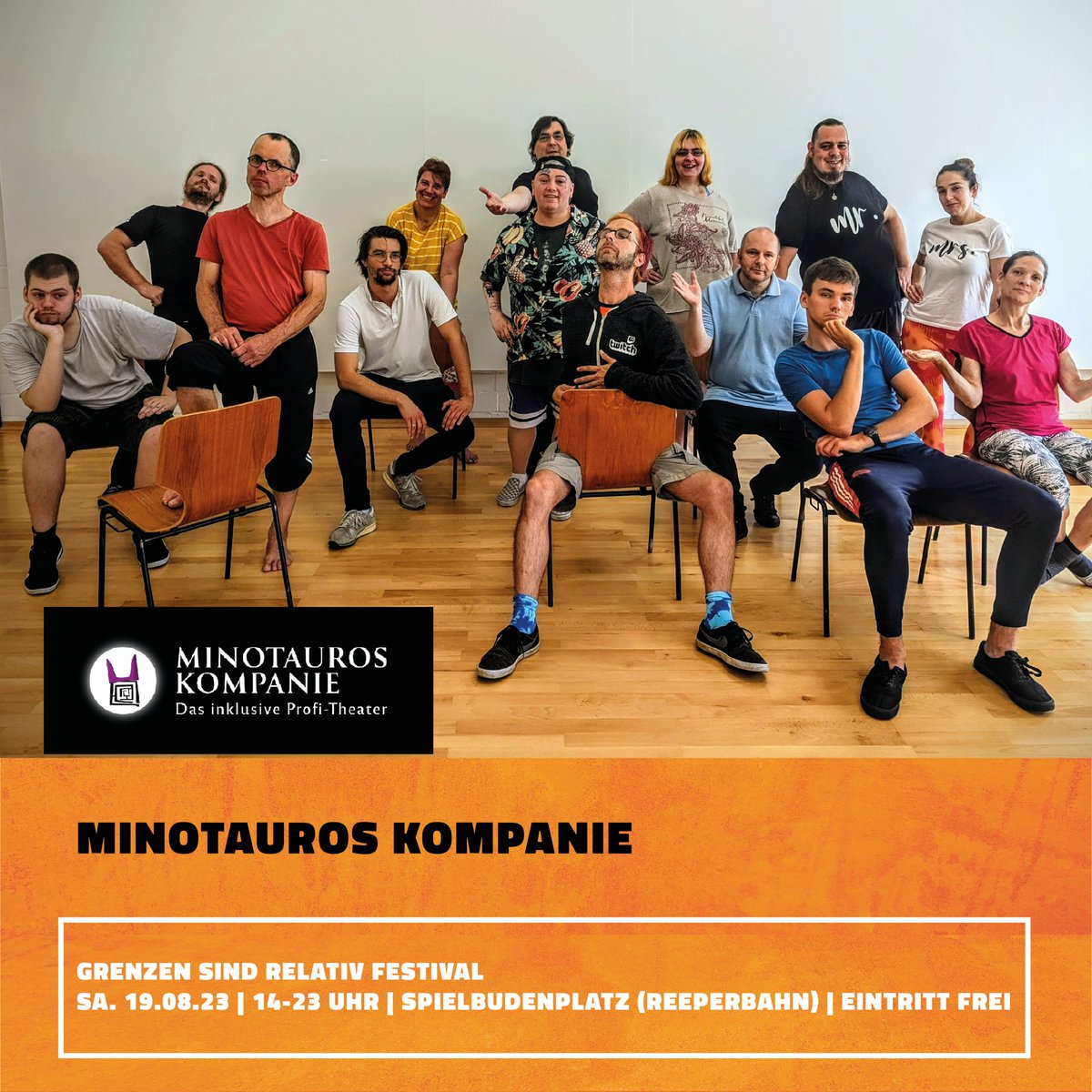 Wir freuen uns, dass die Minotauros Kompanie (professionelles inklusives Theaterensemble) in diesem Jahr Teil des GSR-Festivals ist und ihr sie live auf dem <a href="/spielbudenplatz/">Spielbudenplatz</a> erleben könnt.

Mehr Infos:
minotauros-kompanie.de

#gsr #festival #theater# minotauroskompanie