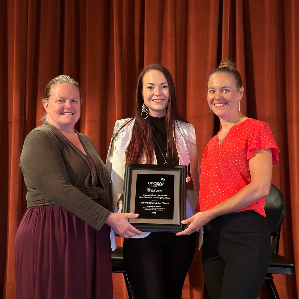 Drs. Lane and Wood recently won the Shauna Schullo Award for Best Distance and Teaching Practices at this year's Distance Teaching & Learning/SOL+R Conference for their presentation last summer titled, 'Ditching Surveillance Technology & Learning to Trust Our Students'. Congrats!